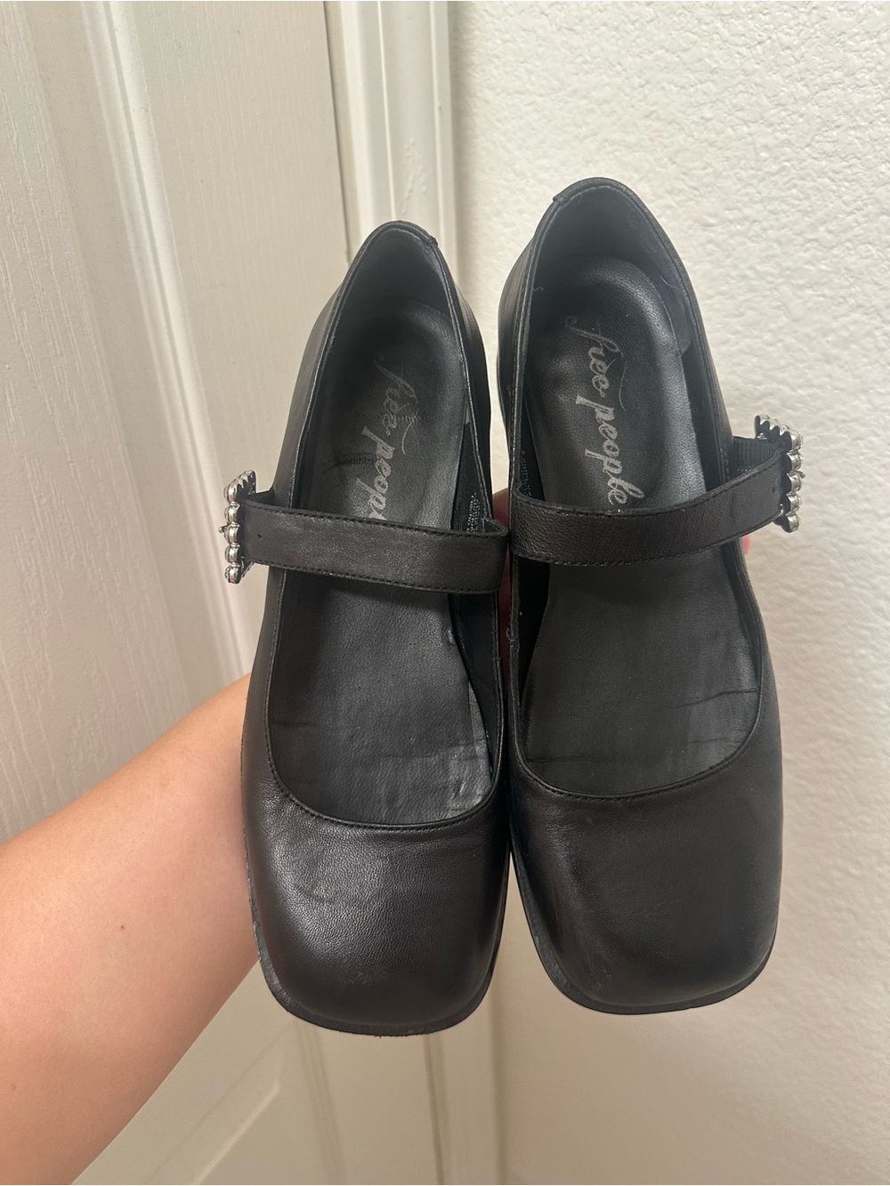 Free People Black Mary Jane Flats with Crystal Buckle Accent - Picture 5 of 8